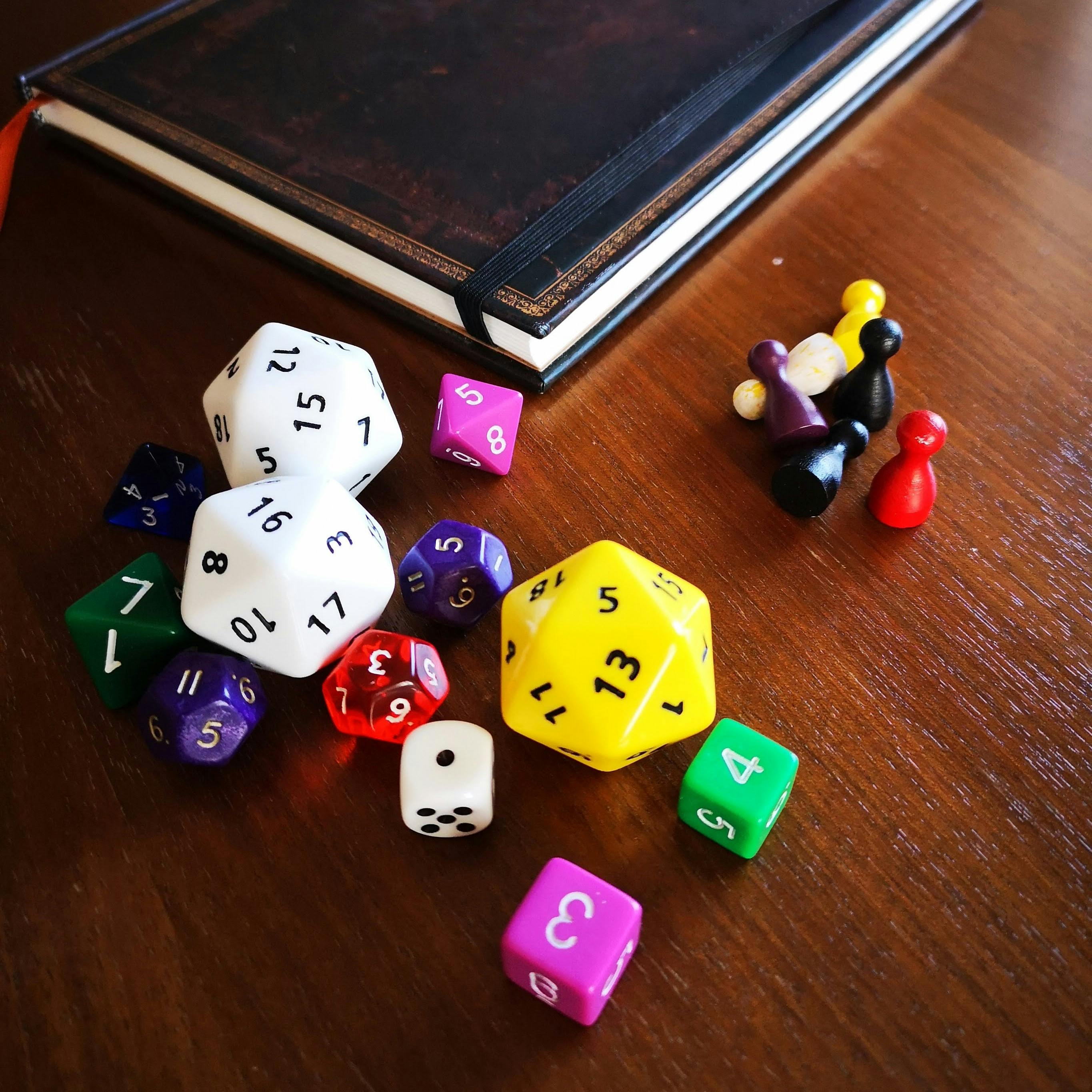 Dice and an old looking book